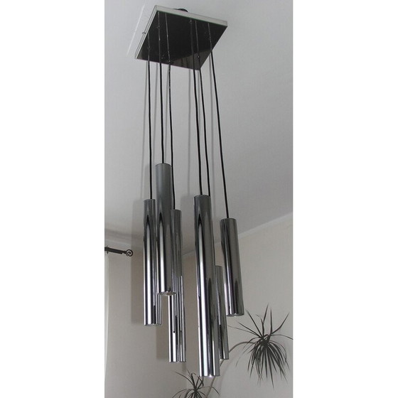 Image 1 of Vintage Cascade verchroomd stalen hanglamp, 1970