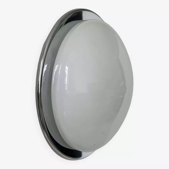 Image 1 of Vintage wandlamp, Chroom en Opaline, Frankrijk 1960