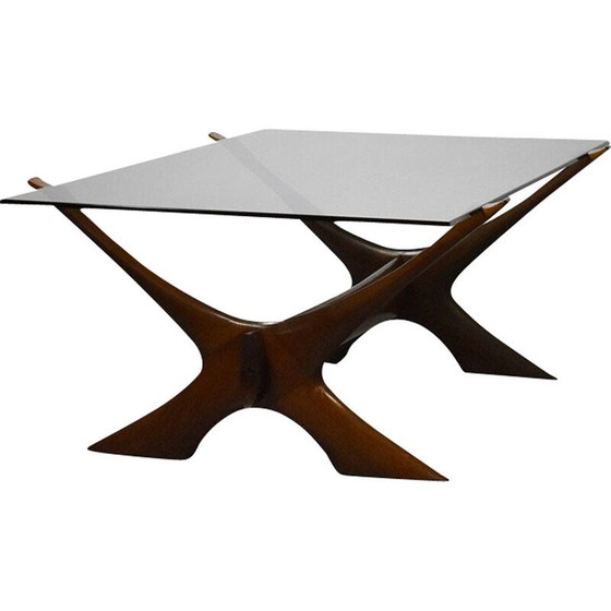 Image 1 of Vintage Condor salontafel in teak en glas van Fredrik Schriever-Abeln voor Örebro Glas, Zweden 1960