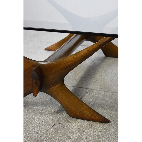 Image 1 of Vintage Condor salontafel in teak en glas van Fredrik Schriever-Abeln voor Örebro Glas, Zweden 1960