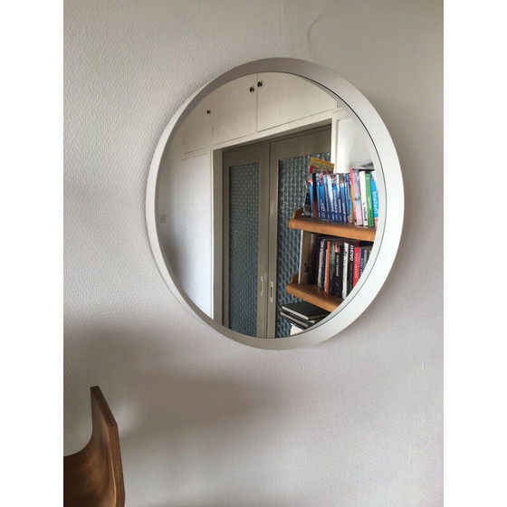 Image 1 of Vintage witte Scandinavische ronde spiegel, 1960