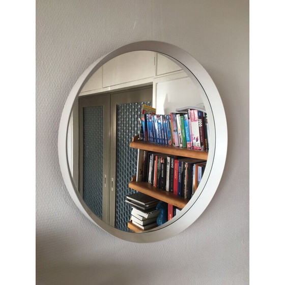 Image 1 of Vintage witte Scandinavische ronde spiegel, 1960