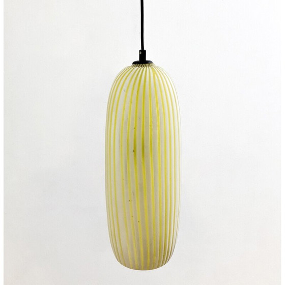Image 1 of Vintage geel glazen hanglamp, Italië 1960