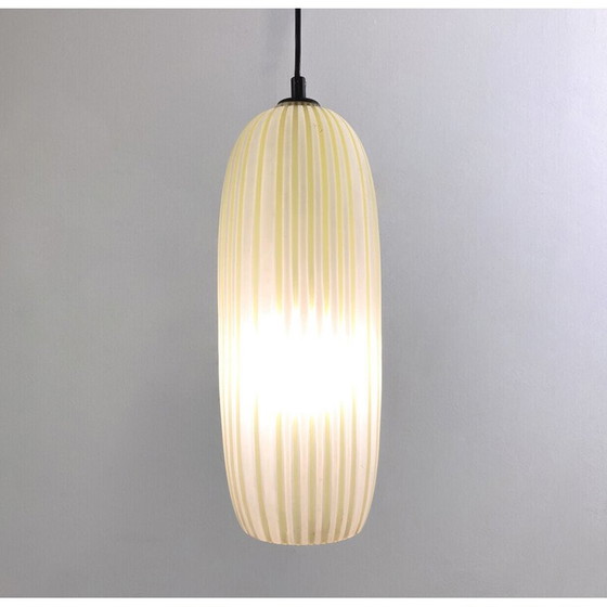 Image 1 of Vintage geel glazen hanglamp, Italië 1960