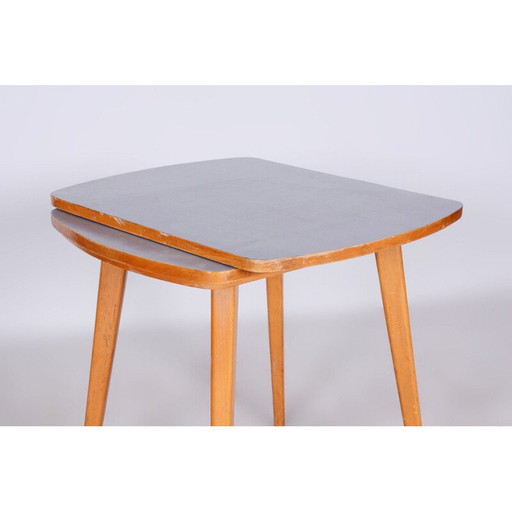 Mid century salontafel van beukenhout en Umakart, Tsjechië 1950