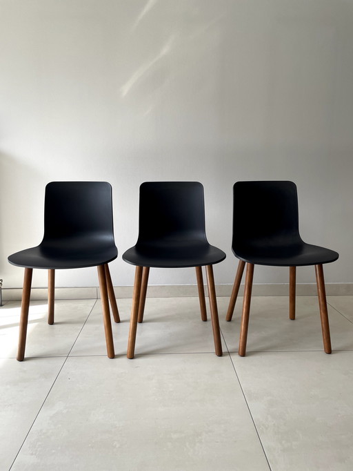 3x Vitra HAL wood stoelen