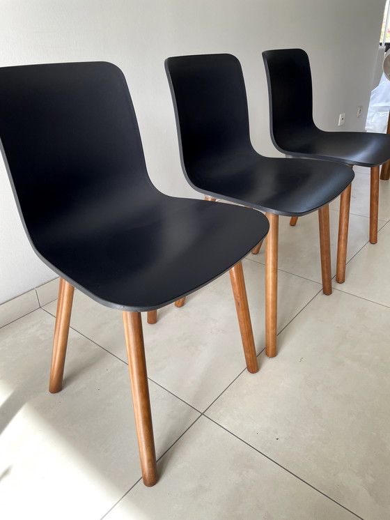 Image 1 of 3x Vitra HAL wood stoelen