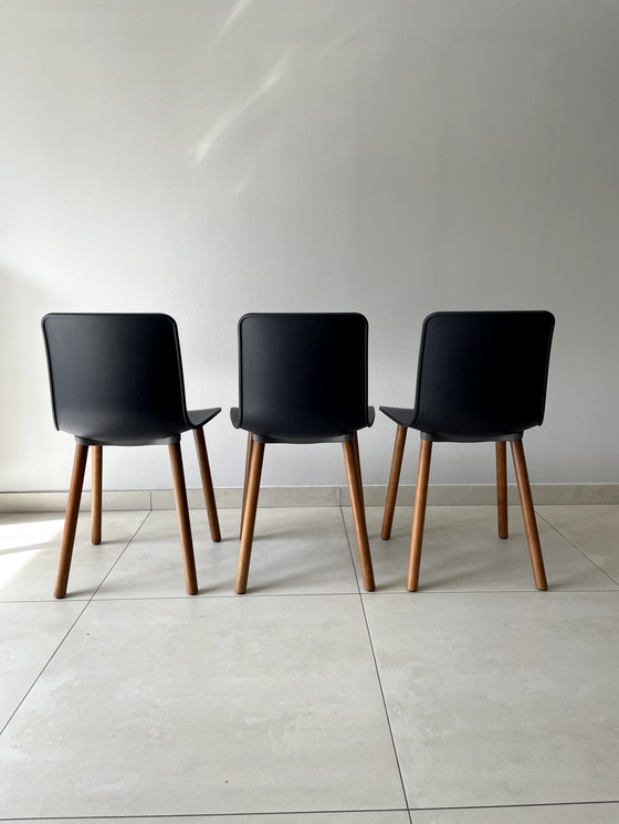 Image 1 of 3x Vitra HAL wood stoelen