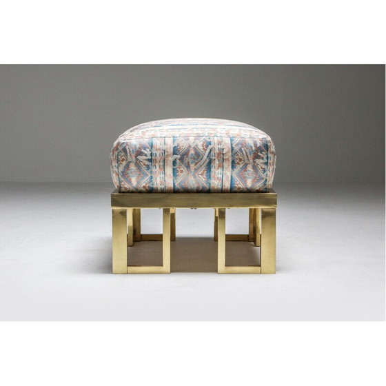 Image 1 of Vintage Crespi stijl lounge stoel en voetenbank messing Gabriella 1970