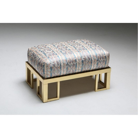 Image 1 of Vintage Crespi stijl lounge stoel en voetenbank messing Gabriella 1970