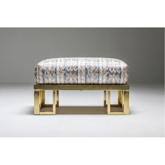 Image 1 of Vintage Crespi stijl lounge stoel en voetenbank messing Gabriella 1970