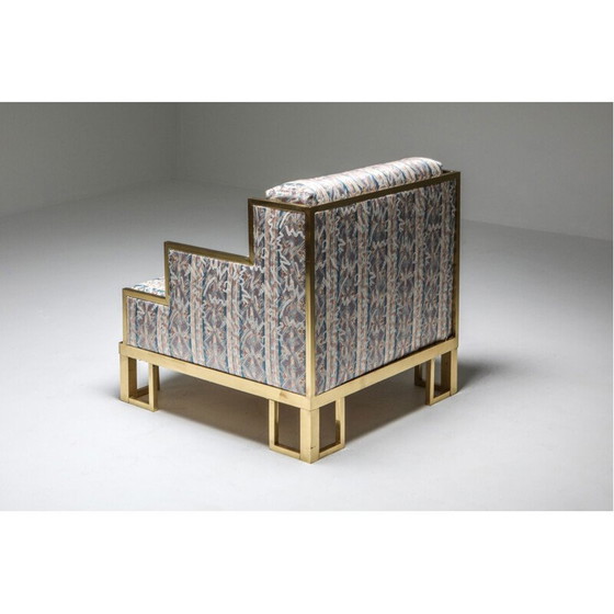 Image 1 of Vintage Crespi stijl lounge stoel en voetenbank messing Gabriella 1970