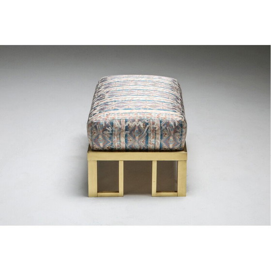 Image 1 of Vintage Crespi stijl lounge stoel en voetenbank messing Gabriella 1970