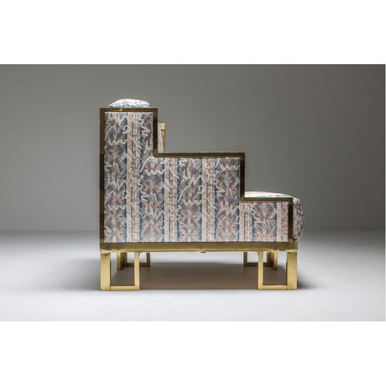 Image 1 of Vintage Crespi stijl lounge stoel en voetenbank messing Gabriella 1970