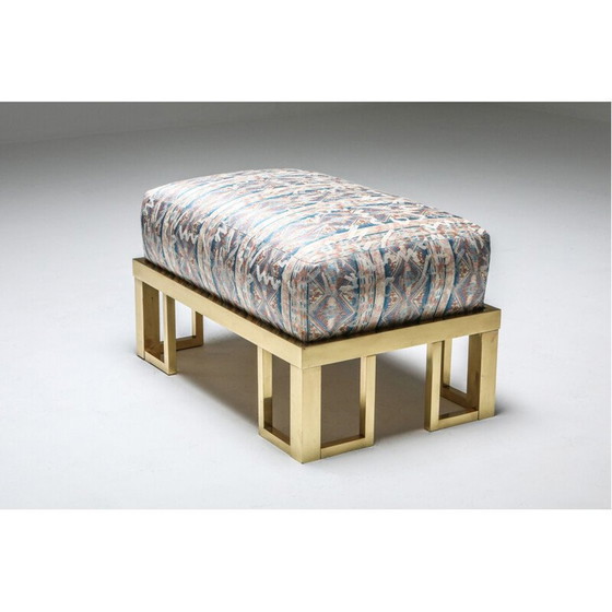 Image 1 of Vintage Crespi stijl lounge stoel en voetenbank messing Gabriella 1970