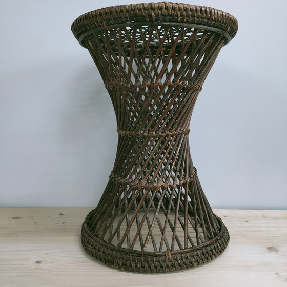 Image 1 of Vintage Jaren 60-70 Rotan Diabolo Kruk /Plantentafel