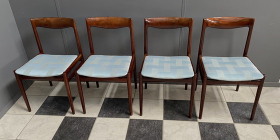 Image 1 of set van 4 palissander Lubke eetkamerstoelen 1960