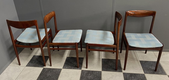 Image 1 of set van 4 palissander Lubke eetkamerstoelen 1960