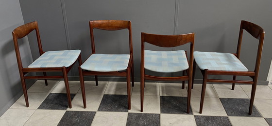 Image 1 of set van 4 palissander Lubke eetkamerstoelen 1960