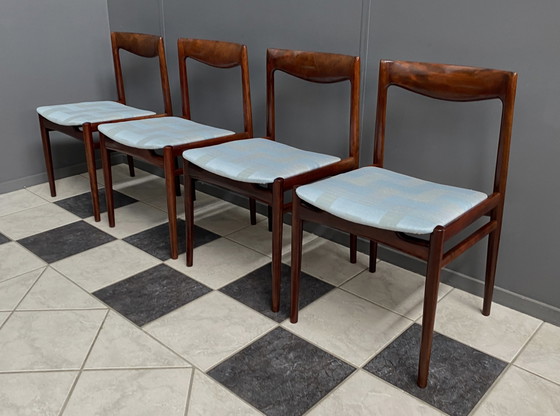 Image 1 of set van 4 palissander Lubke eetkamerstoelen 1960