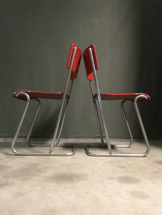 Image 1 of Set van 2 Zeldzame Nederlandse Buisstoelen 1930'S