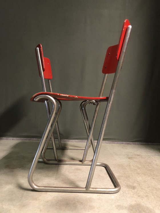 Image 1 of Set van 2 Zeldzame Nederlandse Buisstoelen 1930'S