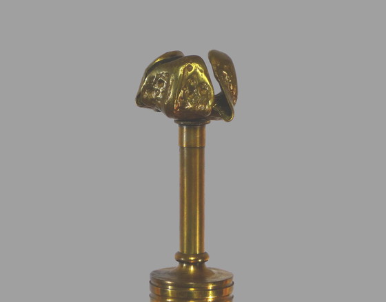 Image 1 of Verguld bronzen lampenstandaard met bladeren 1970