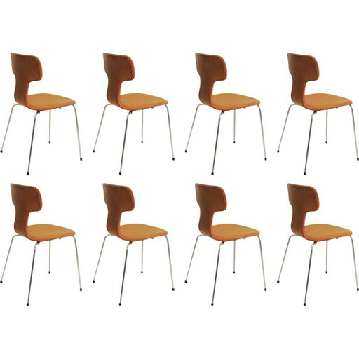 Set van 8 vintage T Chairs of Hammer Chairs Arne Jacobsen 1960