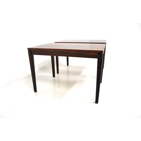 Image 1 of Paar Scandinavische vintage rozenhouten bijzettafels, Zweden 1960