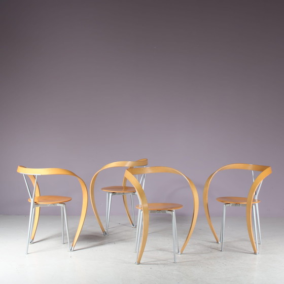 Image 1 of Set van 4 "Revers" stoelen door Andrea Branzi voor Cassina, Italië 1990