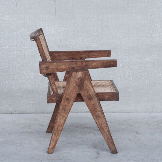 Image 1 of Vintage Pj-Si-S8-B teakhouten fauteuil van Pierre Jeanneret, India jaren 1955