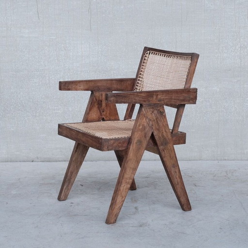 Vintage Pj-Si-S8-B teakhouten fauteuil van Pierre Jeanneret, India jaren 1955