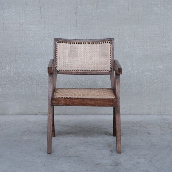 Image 1 of Vintage Pj-Si-S8-B teakhouten fauteuil van Pierre Jeanneret, India jaren 1955