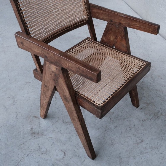 Image 1 of Vintage Pj-Si-S8-B teakhouten fauteuil van Pierre Jeanneret, India jaren 1955