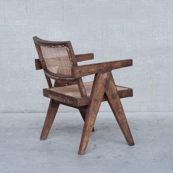 Image 1 of Vintage Pj-Si-S8-B teakhouten fauteuil van Pierre Jeanneret, India jaren 1955