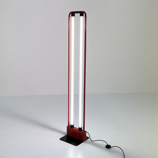 Grote rode neon vloerlamp van Gian N. Gigante voor Zerbetto, 1980S