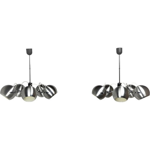 Paar vintage metalen Eyeball hanglampen, 1960