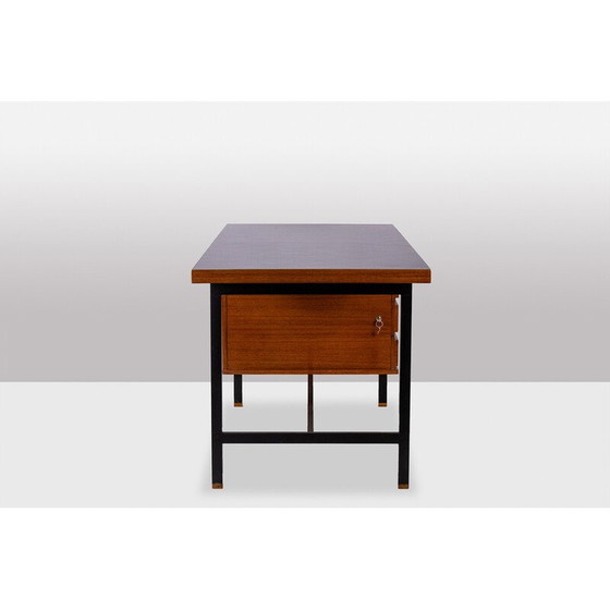 Image 1 of Vintage teak en gelakt metalen bureau van Pierre Guariche, Frankrijk 1960