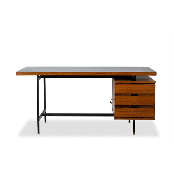 Image 1 of Vintage teak en gelakt metalen bureau van Pierre Guariche, Frankrijk 1960