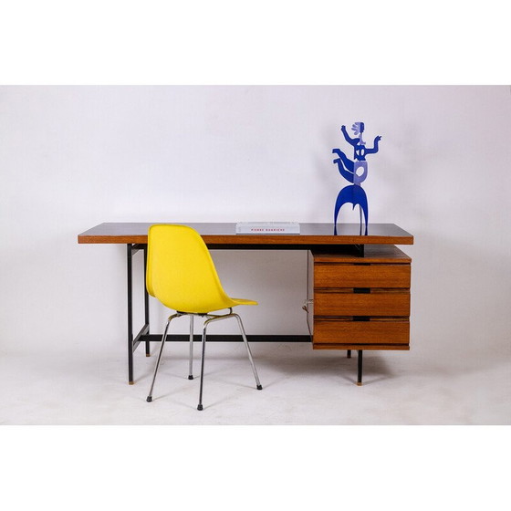 Image 1 of Vintage teak en gelakt metalen bureau van Pierre Guariche, Frankrijk 1960