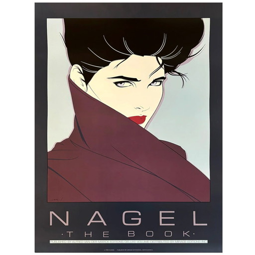 1980S Originele prachtige Patrick Nagel "The Book" Art Poster.