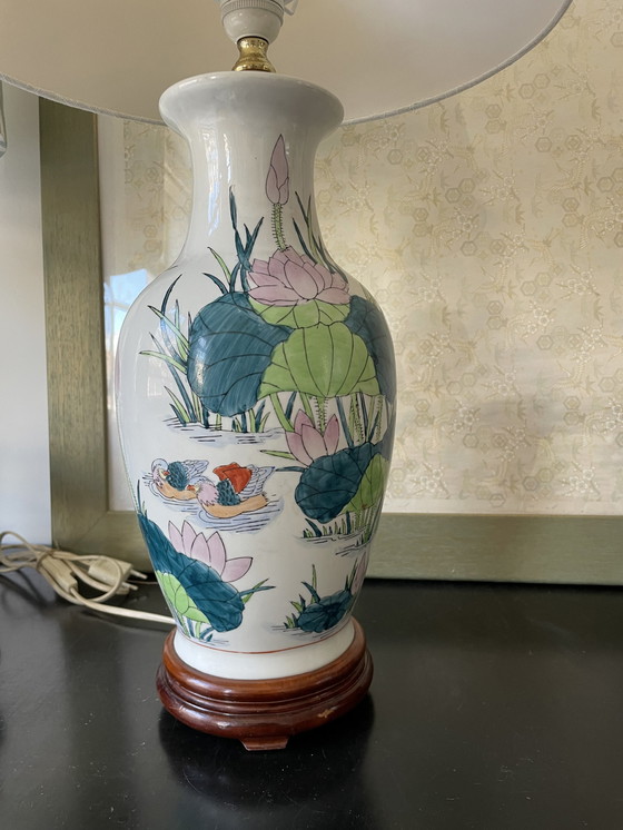 Image 1 of Vintage tafellamo chinoiserie keramiek