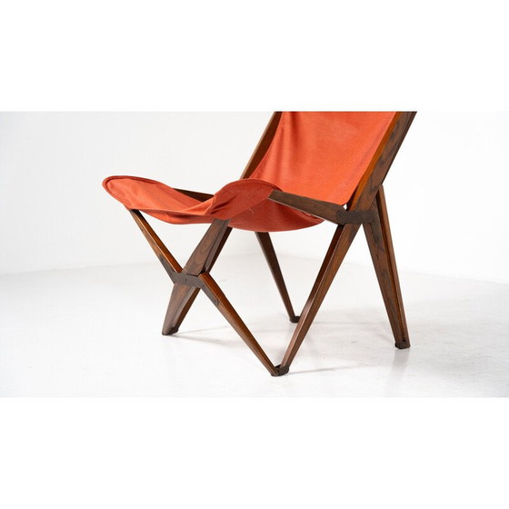 Image 1 of Paar vintage rode Tripolina klapstoelen van Joseph B. Fenby