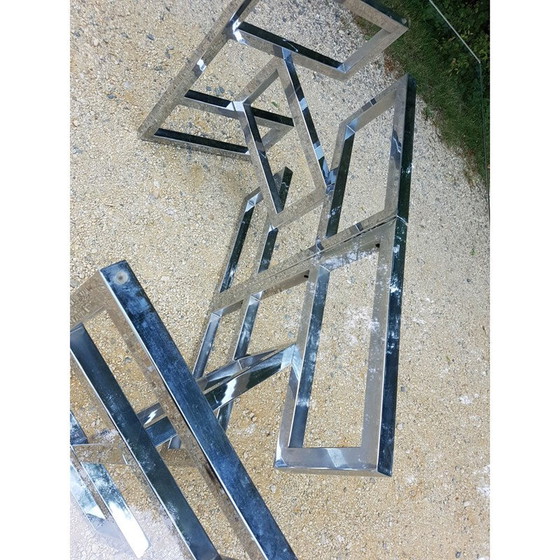 Image 1 of Vintage eettafel in staal en glas 1970