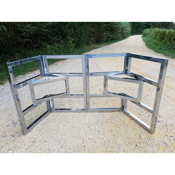 Image 1 of Vintage eettafel in staal en glas 1970