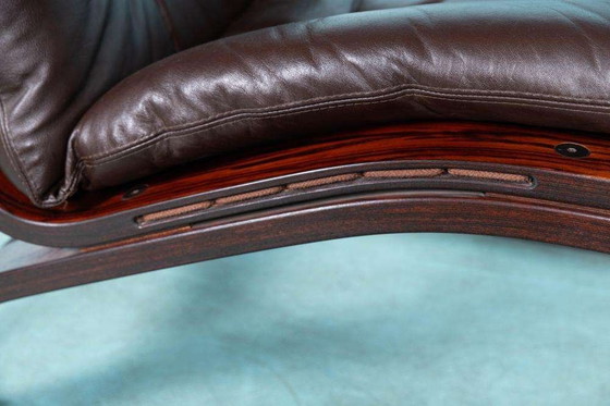 Image 1 of Vintage leren plywood fauteuil 60s, Nordic design chairr