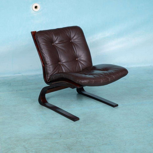 Vintage leren plywood fauteuil 60s, Nordic design chair