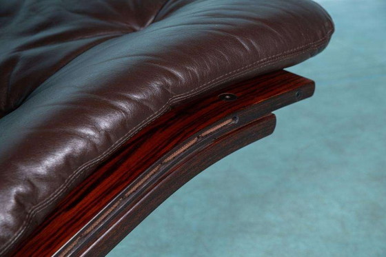 Image 1 of Vintage leren plywood fauteuil 60s, Nordic design chairr