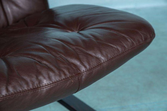 Image 1 of Vintage leren plywood fauteuil 60s, Nordic design chairr