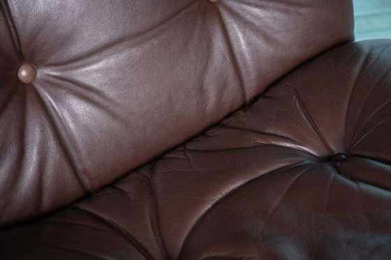 Image 1 of Vintage leren plywood fauteuil 60s, Nordic design chairr